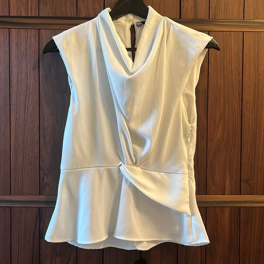 Zara Cowl Neck Ivory Top